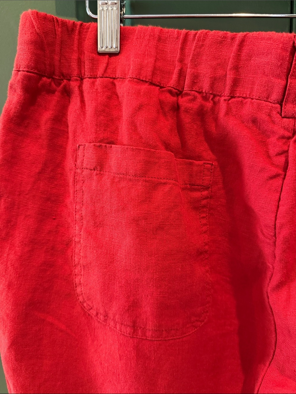 Quince Chili Red European Linen Elastic-Waist Women’s Pants - Picture 5 of 6